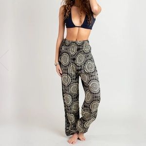 NWT Lotus and Luna Black and Beige Sahara Harem Pants M/L